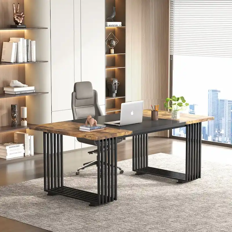 70.9 Modern Office Desk, Wood Computer Desk Large Executive Desk