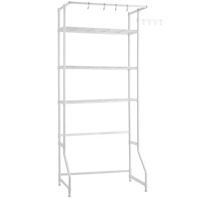 VEVOR Over Washer and Dryer Storage Shelf, 3 Tiers Laundry Room Drying Rack with Hanger Rod and Hooks, Single Row Washer Shelves Space Saver,White