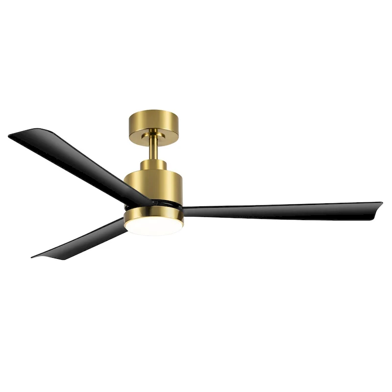 52 Inch Gold/Black/White 3-Blade LED Ceiling Fan with Light and Remote