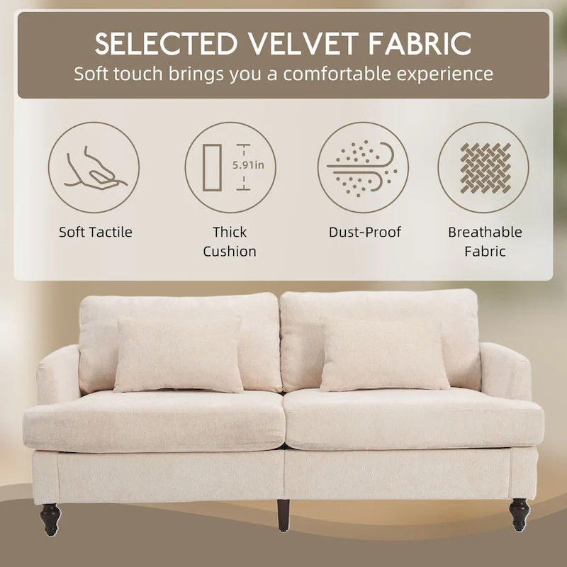 HOMEFUN Modern chenille Fabric Loveseat,2-Seat Upholstered Loveseat Sofa Modern Couch