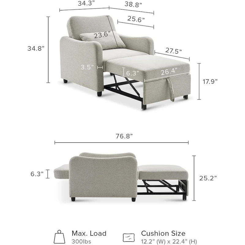 Mopio Sophie 4-in-1 Convertible Sleeper Chair Bed