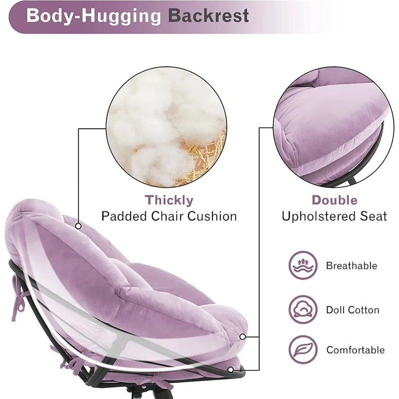 MCombo Gas Lift Swivel Papasan Chair with Height Adjustment, Velvet HQ405