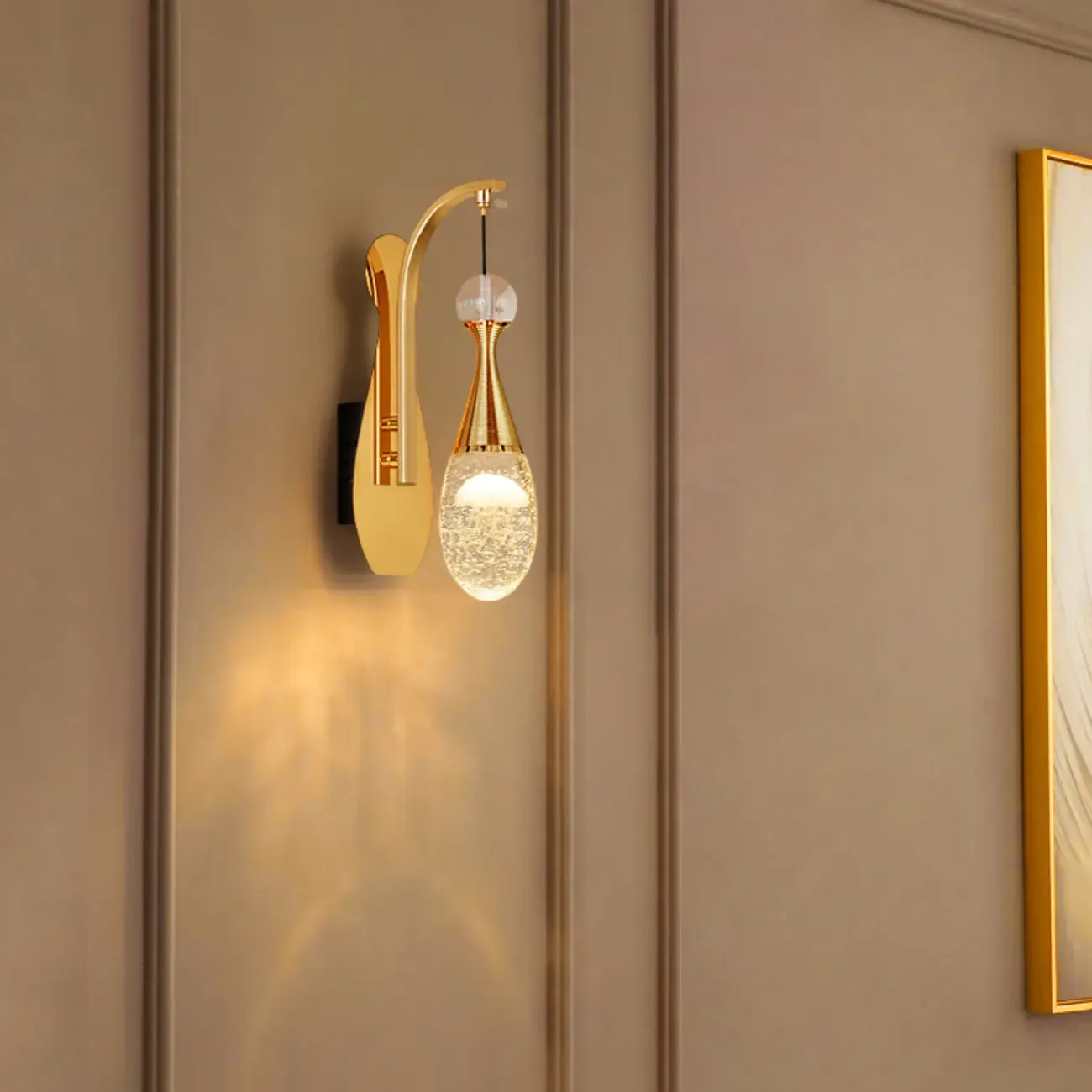 Unique Crystal Wall Sconce with Drop shape for Living Room