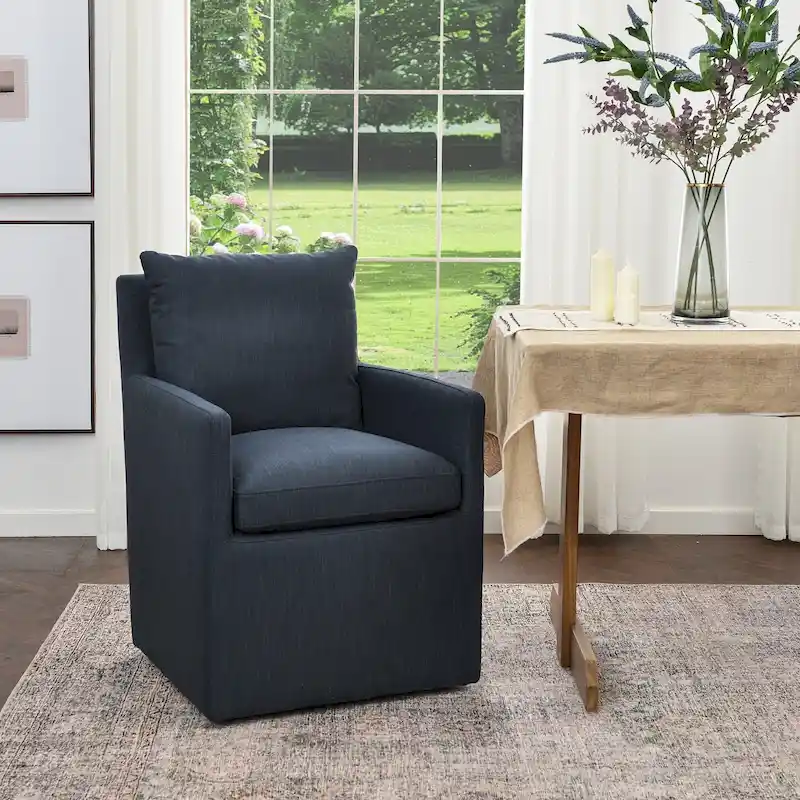 Performance Fabric Upholstered Rolling Dining Armchair