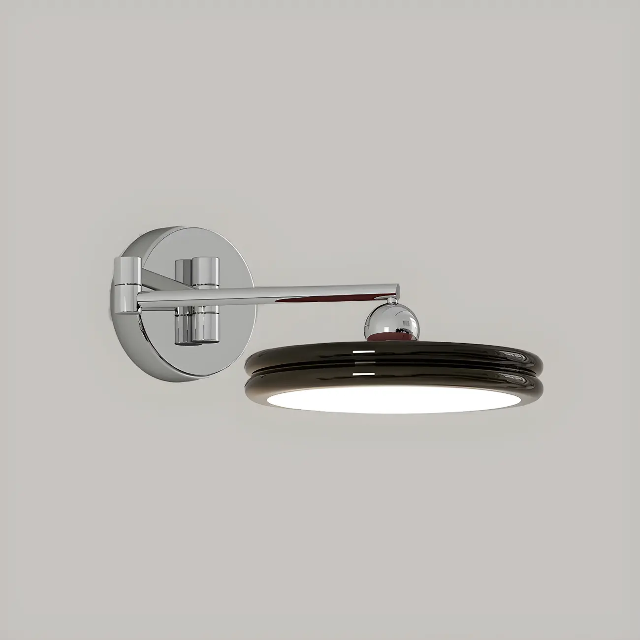 2-Layer Round Swing Arm LED Wall Light Fixture for Bedroom