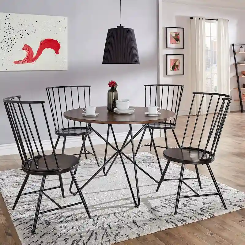 Mabel 42-inch Iron and Wood Round Dining Table or Dining Set by iNSPIRE Q Modern