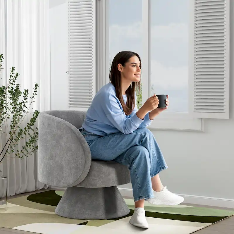 Ouyessir 360 Degree Modern Swivel Cuddle Barrel Sofa Chairs