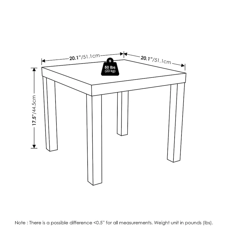 Furinno Classic Homey Square Side Table, Set of 2, Black