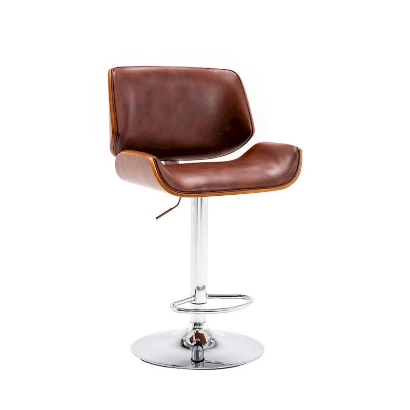 Adjustable Bar Stool, PU Leather, Chrome Base – Black/White/Red/Brown, Single