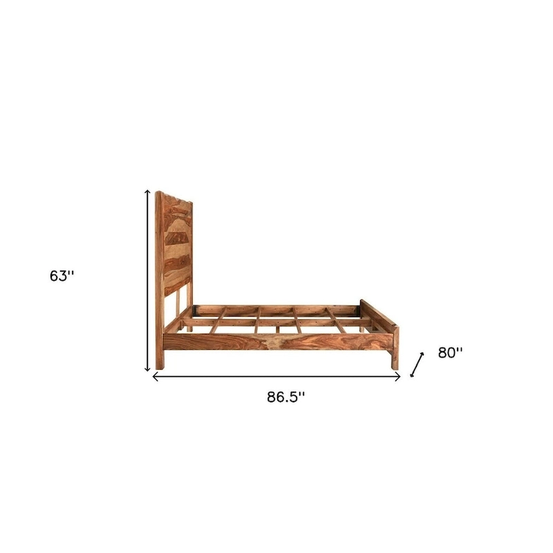 HomeRoots Brown Live Edge Solid Wood King Bed Frame