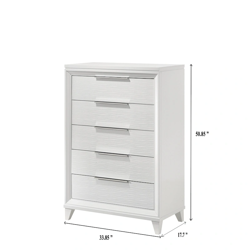 Denissa 6 Piece White Upholstered LED Panel Bedroom Set