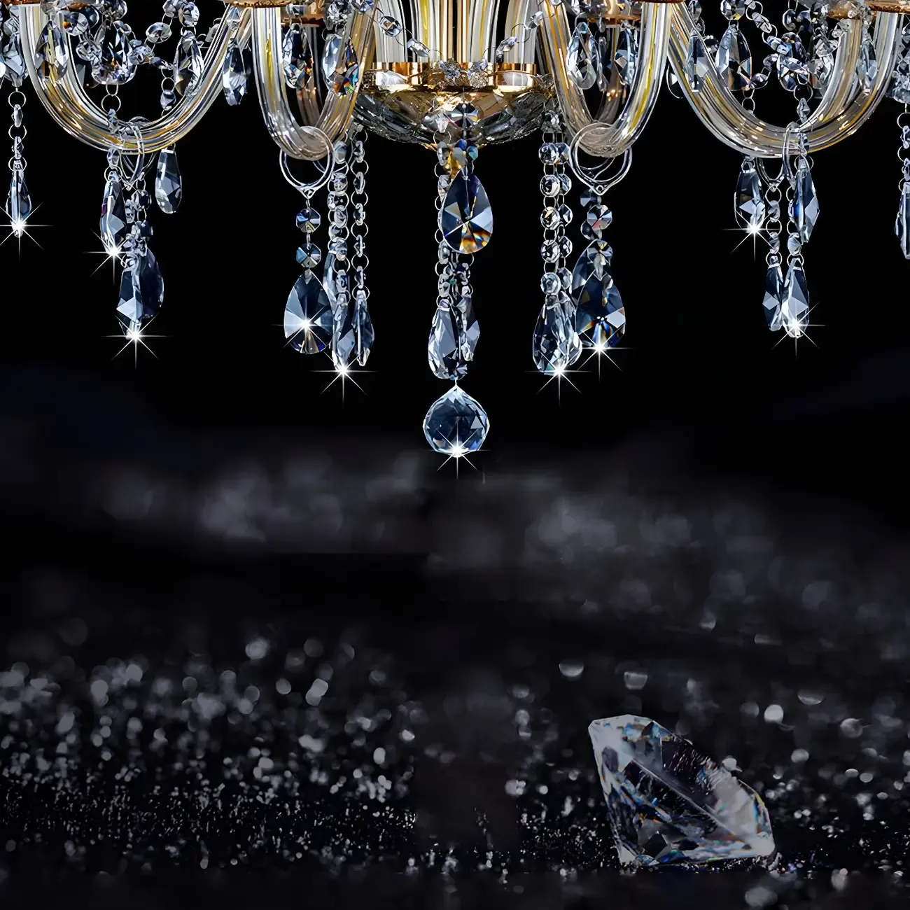 Mid-Century Luxurious Crystal Candelabra Chandelier