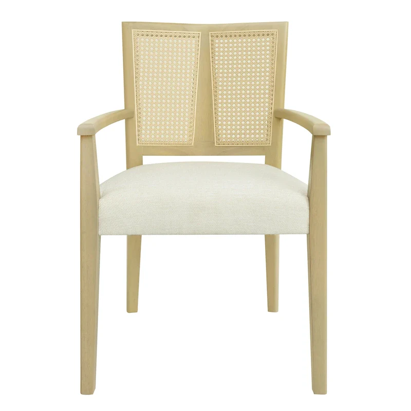 Christopher Knight Home - Harrison Mid-Century Upholstered Arm Dining Chair Set of 2 with Rattan Back
