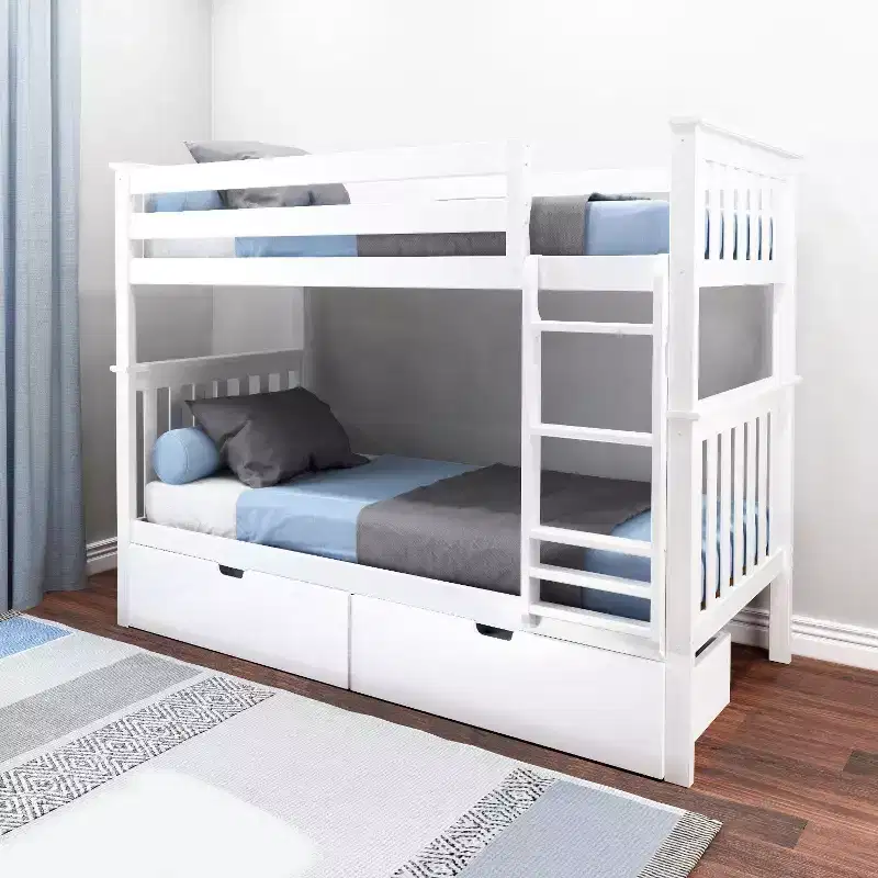 Max & Lily Solid Wood Twin over Twin Bunk Bed for Kids with Underbed Storage Drawers