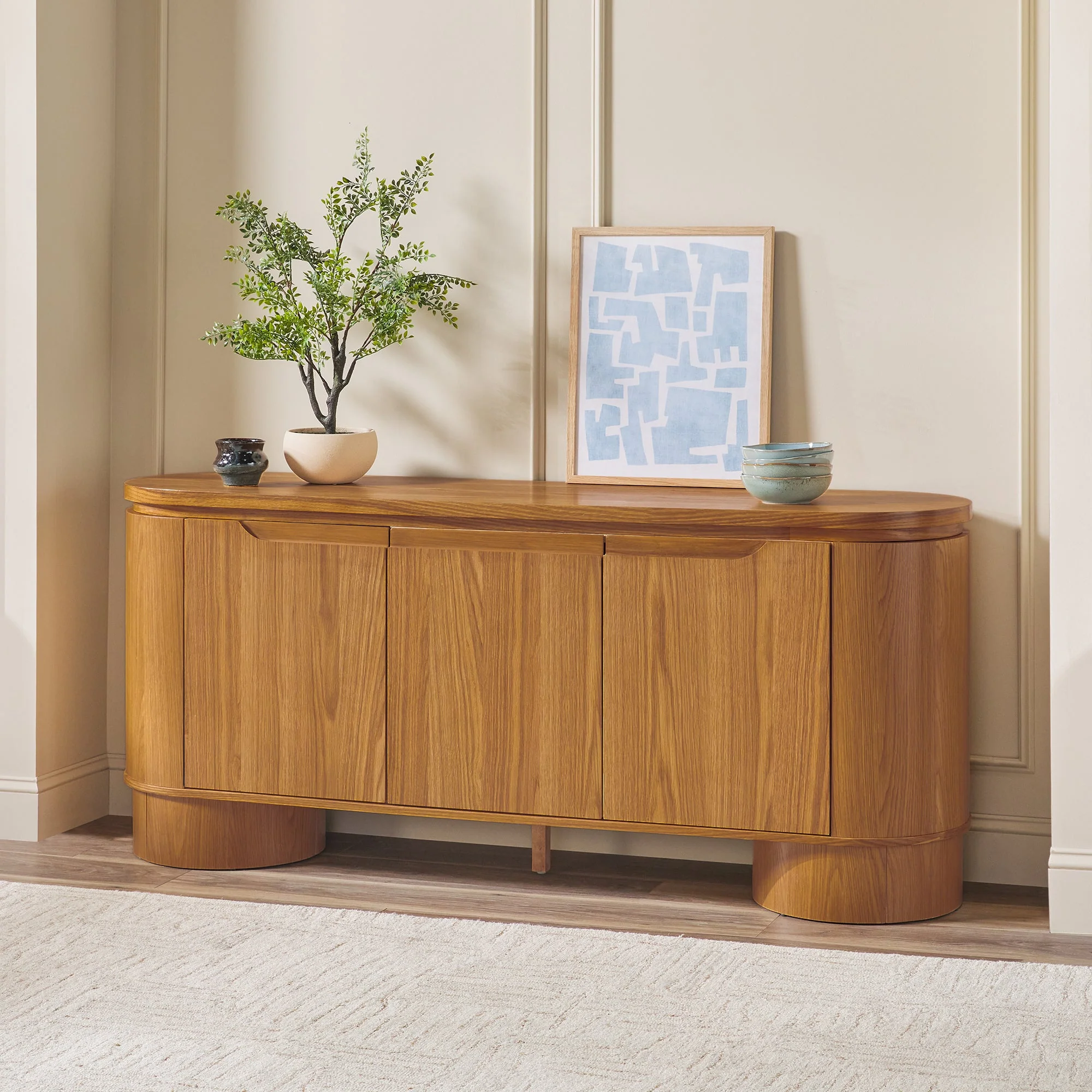 Maya Modern Curved Wood 70 Sideboard /TV Stand
