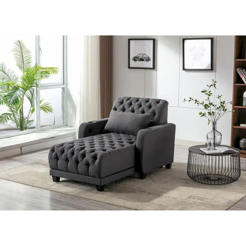 Clihome Tufted Reclining Chaise Lounge