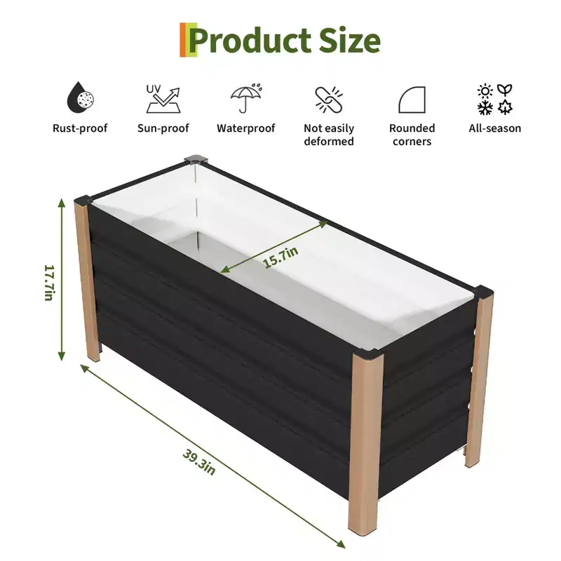 Large White Aluminum Planter Box , Extra Long Raised Garden Bed with Rounded Corners & Anti-Cut Safety Edging