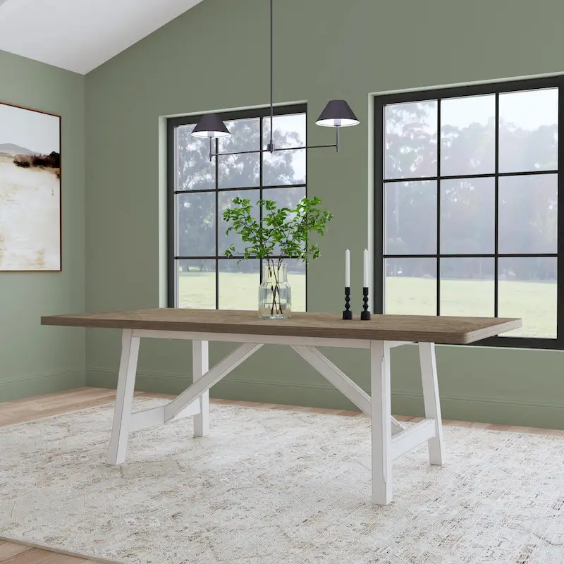 Melody White Wood Rectangular Dining Table - 90 x 30 x 42