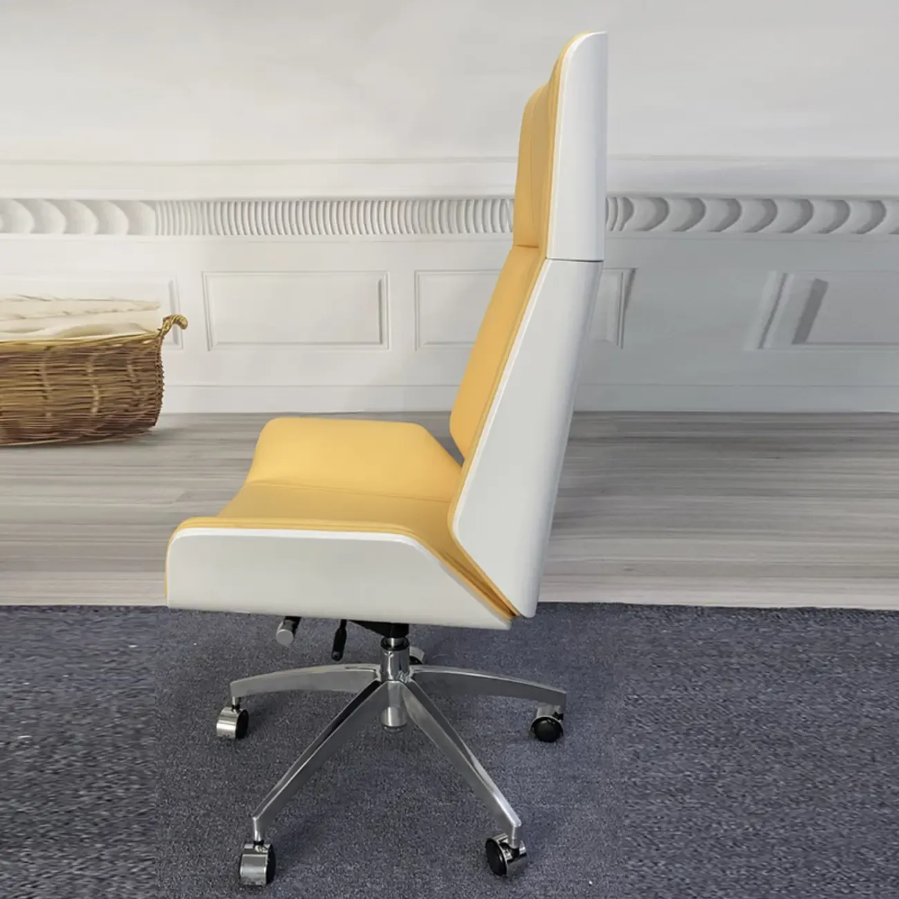 High-Back Black Leather Adjustable Swivel Office Chair