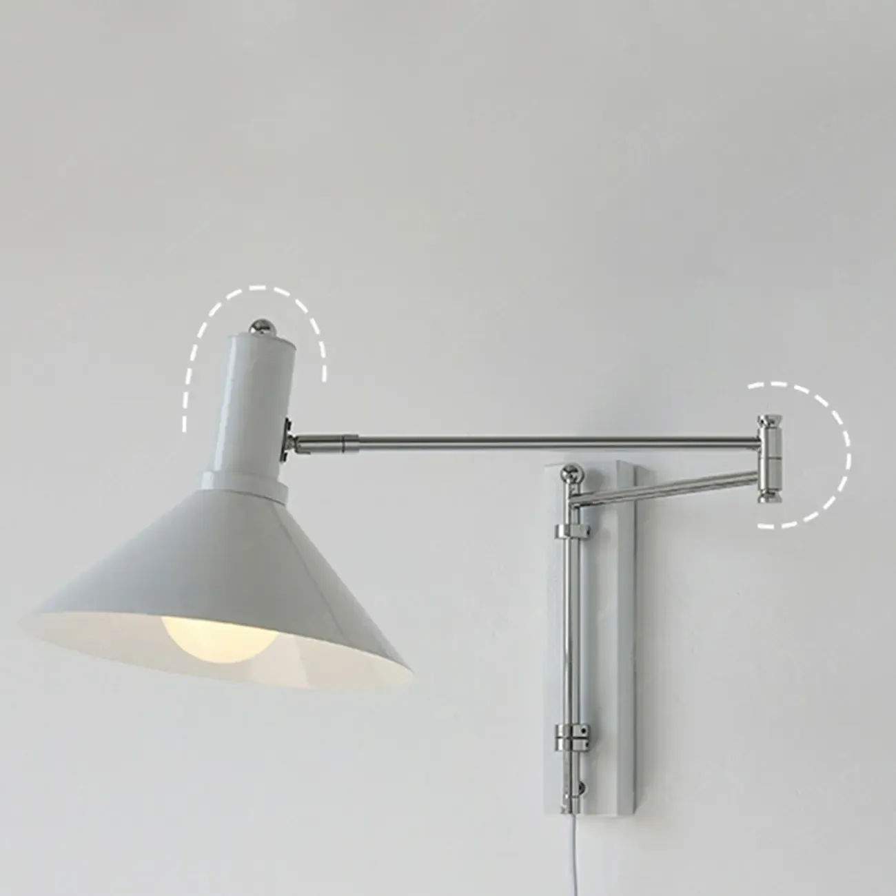 Metal Swing Arm Wall Light with Iron Shade