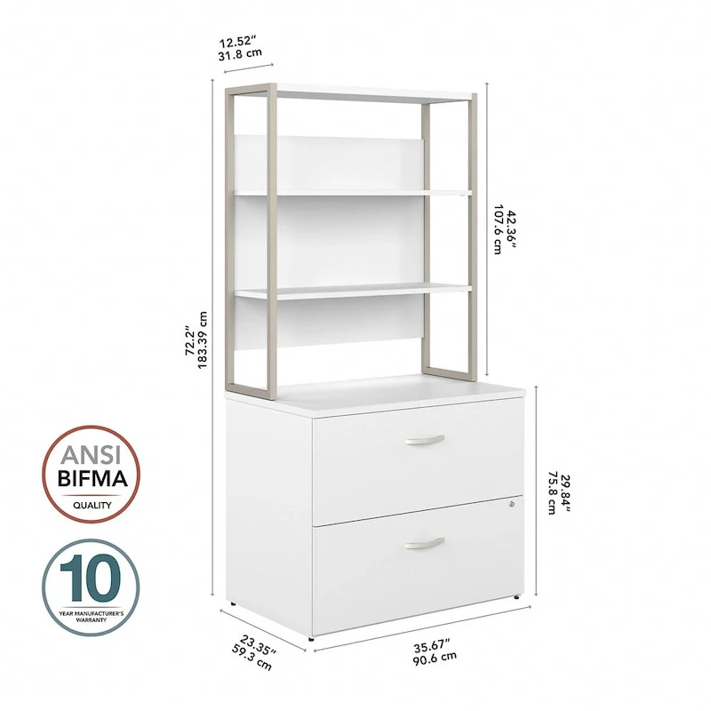 2-Drawer Lateral File Cabinet with Open Shelves