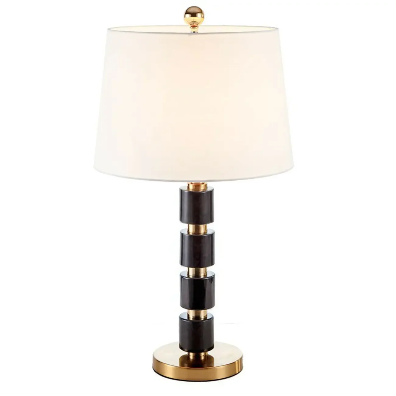 Elegant White Noble Stone Fabric Task Table Lamp