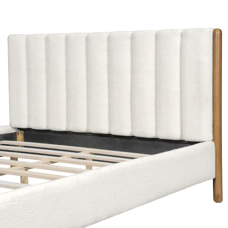 Luxurious Upholstered Bed Frame with Sturdy Wooden Legs