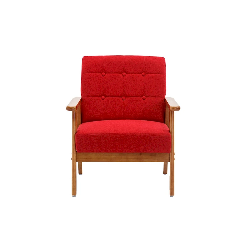 Mid-Century Modern Wooden Upholstered Accent Arm Chair