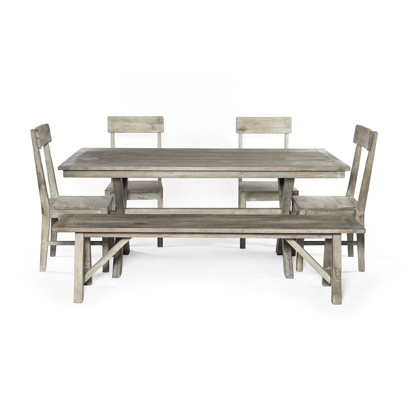 Traditional farmhouse Bench Seat Natural Look finish in Rowan Gray - 72 X 16 X 18