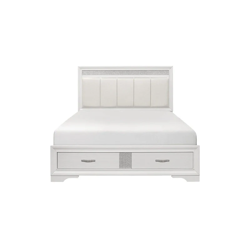 Beatrice 4 Piece White Modern Faux Leather Upholstered Storage Platform Bed