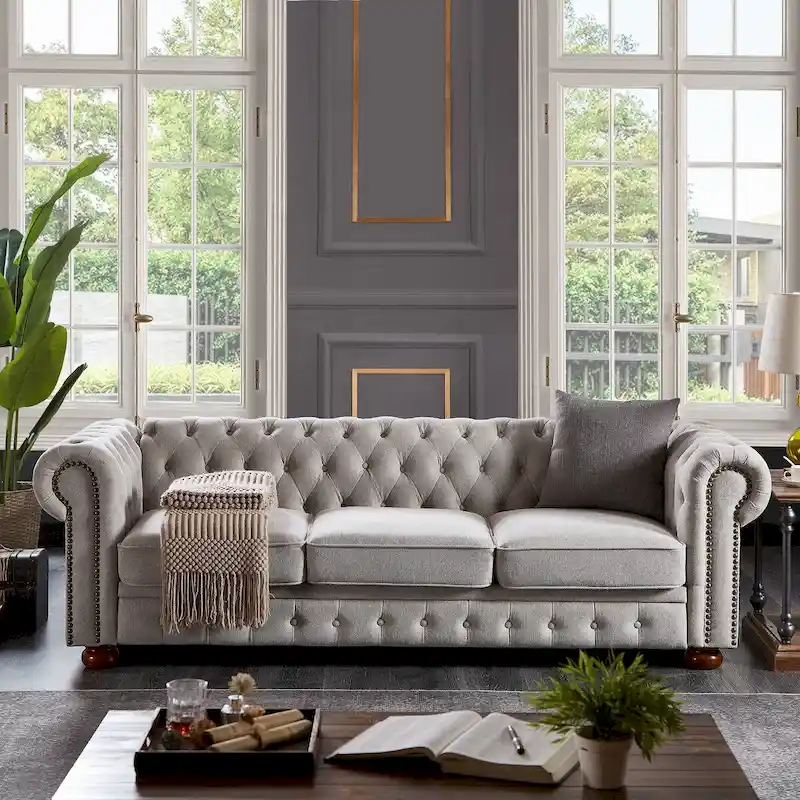 Chesterfield Linen Fabric Sofa