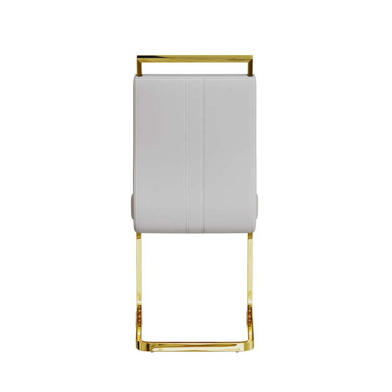 Modern Style 5-Piece Dining Set with Rectangular Tempered Glass Table and High Back Golden Plating Legs Dining Armless Chairs