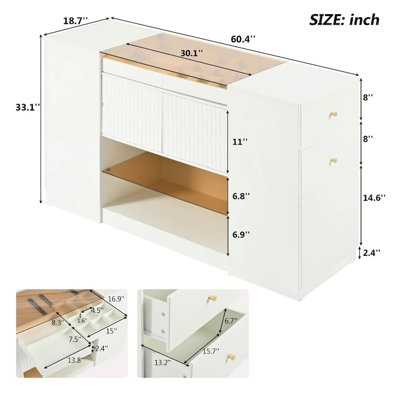 Modern Luxury Multi-Functional Island Vanity Dresser