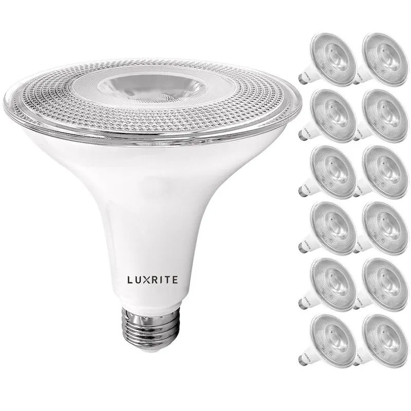 Luxrite 12 Pack LED PAR38 Flood Light Bulb 1250 Lumens 15W Dimmable Wet Rated E26 Base UL Listed