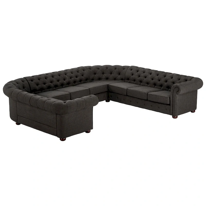 Tufted U-Shaped Sectional Sofa 10-Seater with Scroll Arms