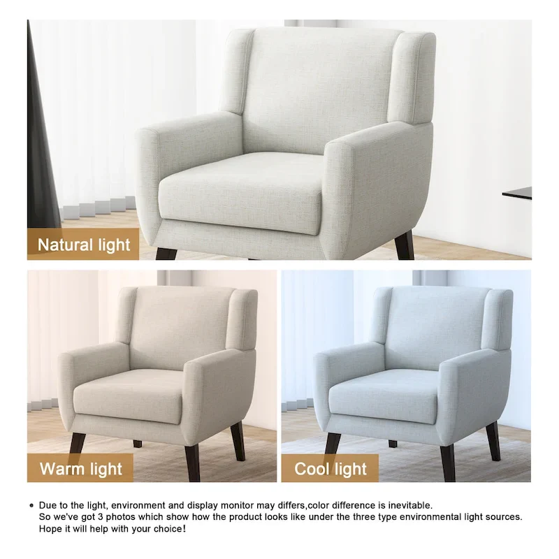 Wide Back Accent Chair with Wingback Design - Single Seater
