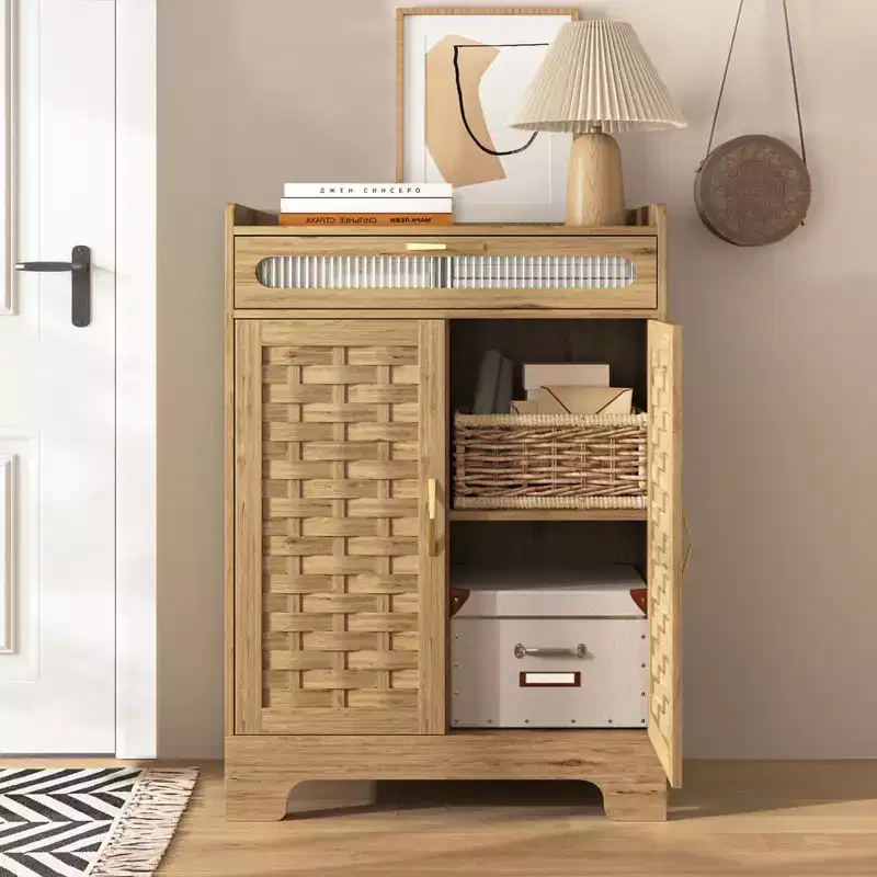 Okak Coffee Bar Cabinet, Storage Cabinet with Drawer and Adjustable Shelf, Accent Cabinet for Kitchen, Dining Room, Bathroom, Entryway