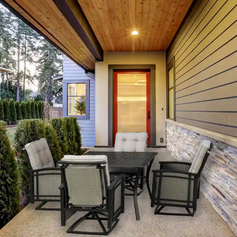 5pc Aluminum and Wicker Swivel Rocking Palmetto Patio Dining Set with Cushions - N/A