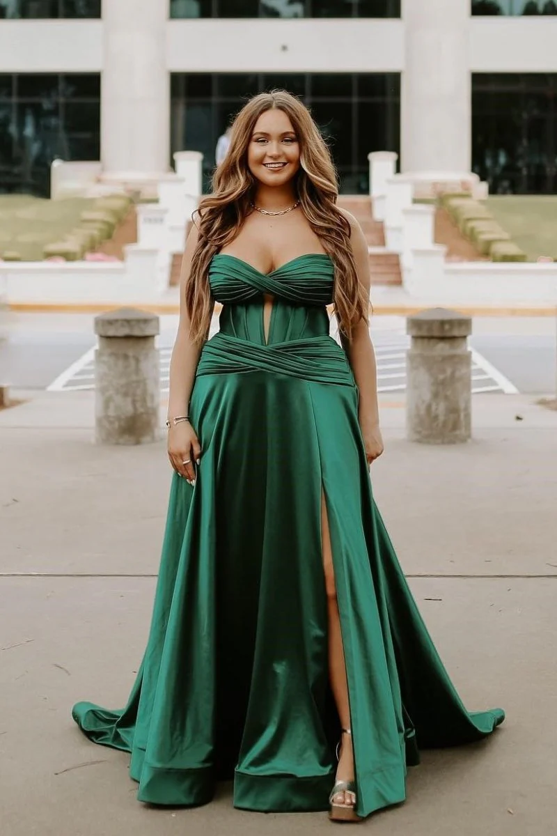 A Line Sweetheart Royal Blue Keyhole Long Prom Dress