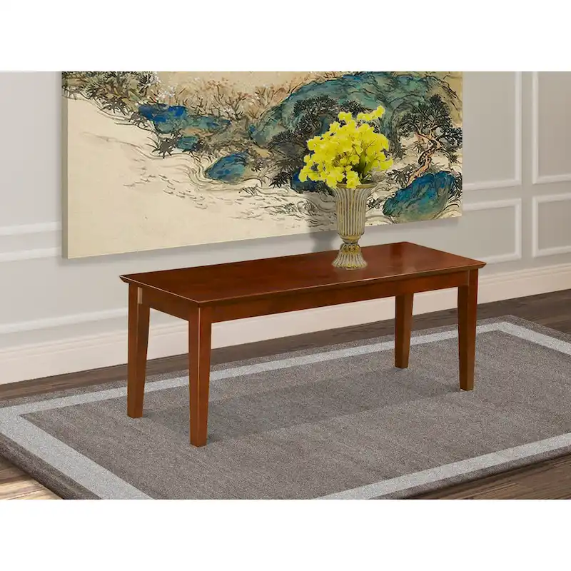 East West Furniture Capri Dining Room Bench with Wood Seat, 51x15x18 Inch, (Finish Options)