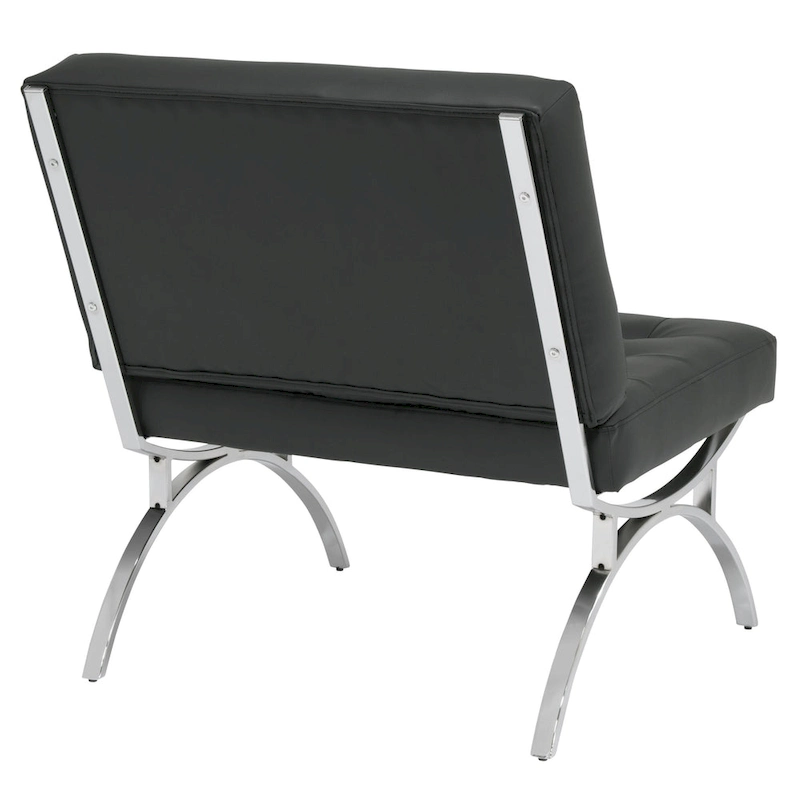 Newel Modern Blended Leather and Chrome Metal Frame Mid Century Accent Chair