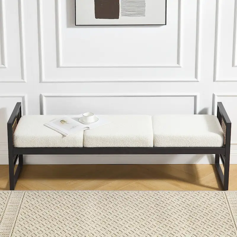 Fabric Upholstered Storage Bench for End of Bed, Entryway - 56.69 L x 16.93 W x 22.4 H