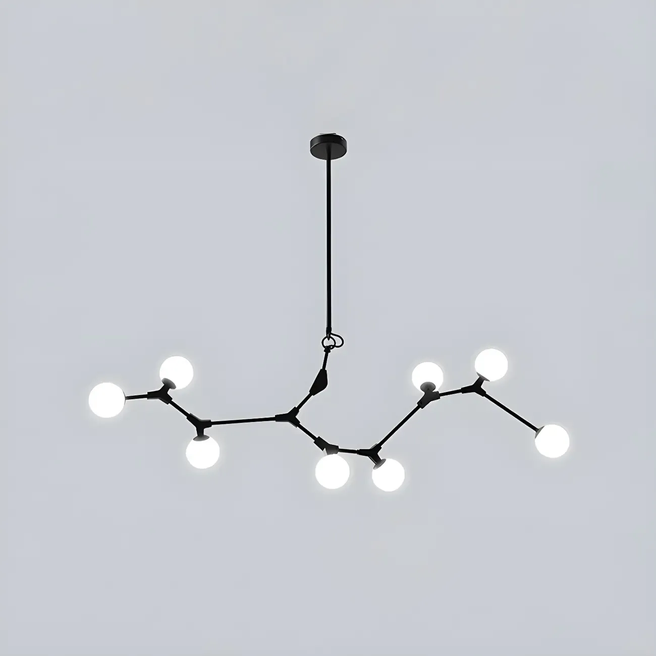 Modern Black Branch Globe 8-Light Island Chandelier