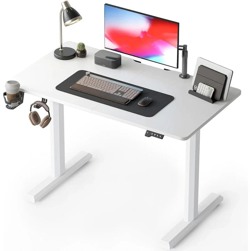 FEZIBO Standing Desk, Electric Stand up Height Adjustable Home Office Table, Sit Stand Desk with Splice Board