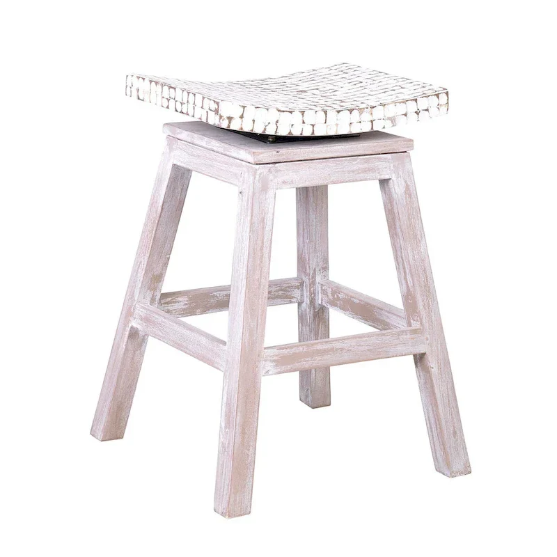 White / Natural & Black Backless Counter Stool, Seats 1