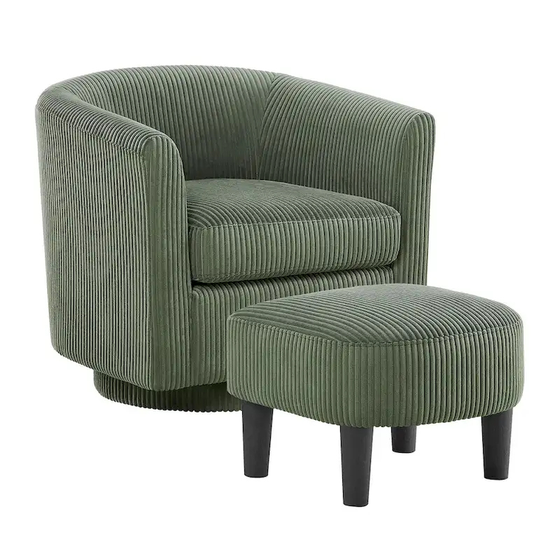 Green 26.38 Swivel Arm Chair with Ottoman