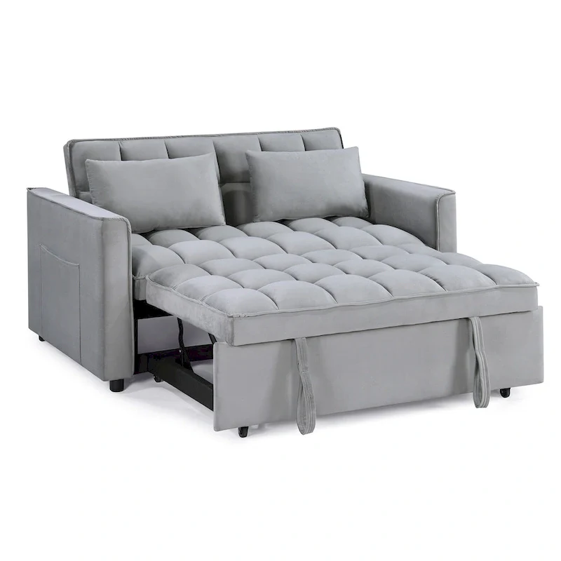 Modern 68 Length Tufted Convertible Loveseat Sleeper Sofa Bed - 68L x 55W x 20H