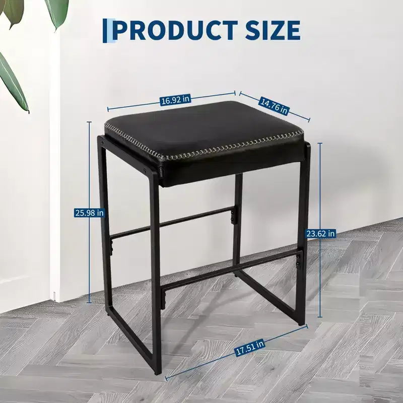 Bar Stools Set of 2, Mid-Century Modern Counter Height Stools, with Footrest, Waterproof, for Kitchen Island, Dining Room, Living Room