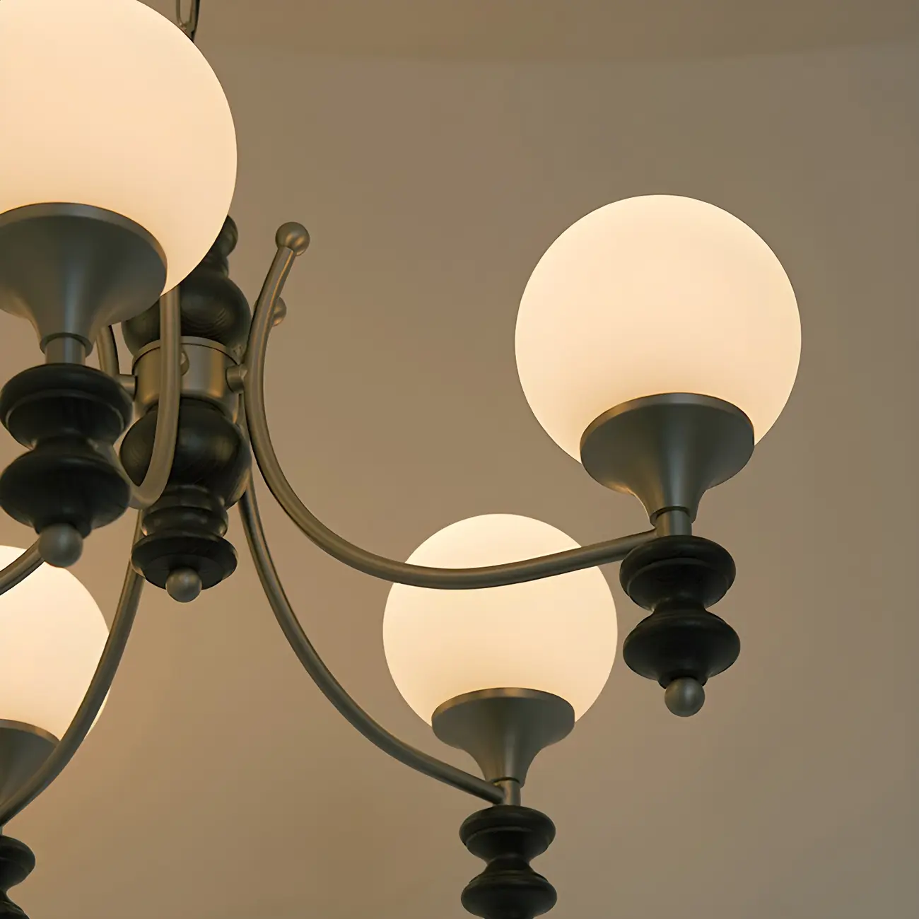 Modern Glass Chandeliers Black Metal Elegant Lighting