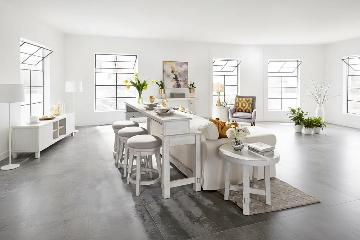 Modern Farmhouse Flea Market White Distressed 4 Piece Set